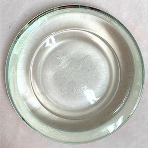 VTG Art Glass Clear Candy Nuts Trinket Dish Horoscope Virgo Sign in Center 6.2"